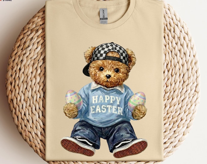 Happy Easter Bear Shirt, Spring Bear Shirt with Eggs, Kids Easter Shirt, Easter Toddler Gift, Funny Easter Tshirt
