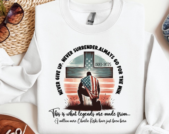 Charlie Kirk Faith Sweatshirt, Cross with American Flag Sweater, Kirk Assassination, RIP Charlie Hoodie, In Memory of Kirk, USA Freedom