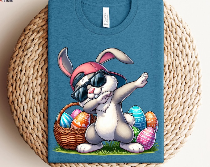 Easter Bunny Shirt, Funny Easter Rabbit Tshirt, Toddler Easter Shirt, Kids Easter Tee, Cool Bunny with Easter Eggs, Happy Easter Shirt