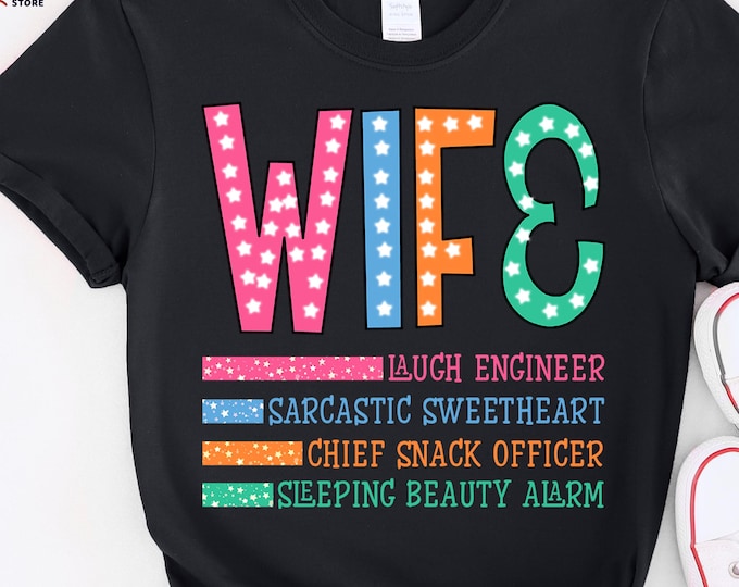 Colurful Wife Shirt, Marquee Wife Shirt, Sarcastic Mom Shirt, Chief Snack Officer Shirt, Mama Life Shirt, Wife Gift from Husband,Funny Shirt