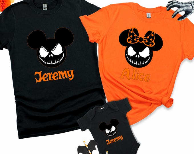 Custom Halloween Tshirt, Horror Disney Characters Shirt,Personalized Halloween Shirt, Disney Halloween Shirt,Halloween Family Matching Shirt