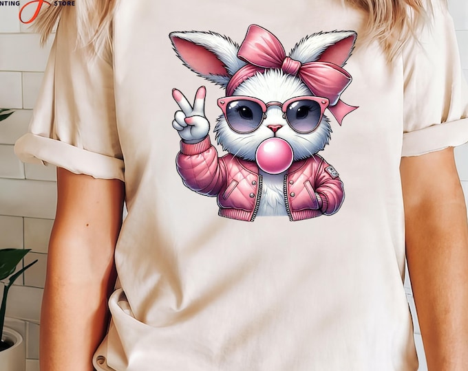 Retro Easter Bunny Blowing Gum Shirt, Happy Easter Shirt, Retro Easter Tee, Funny Easter Bunny Shirt, Easter Bunnie Sunglasses Shirt