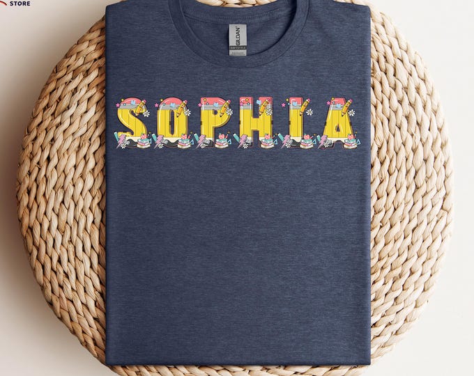 Custom Name Pencil Shirt, Personalized Pencil Alphabet Shirt, Back to School Shirt for Kids, Customized Student Shirt, First Day of School