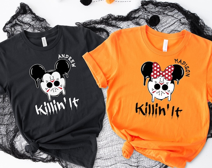 Custom Name Halloween Mouse Shirts, Horror Disney Shirt, Mickey and Minnie  Killin'it Shirt, Mouse and Friends Spooky Season Shirt