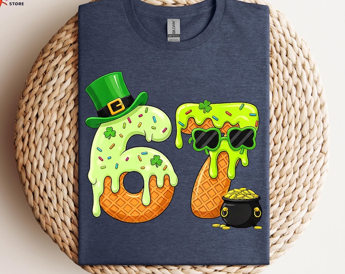 Six Seven St Patricks Day Shirt, Funny 6 7 Ice Cream Tshirt, Lucy Meme Shirt, Irish Gen Z Shirt, Viral St Pattys Gift