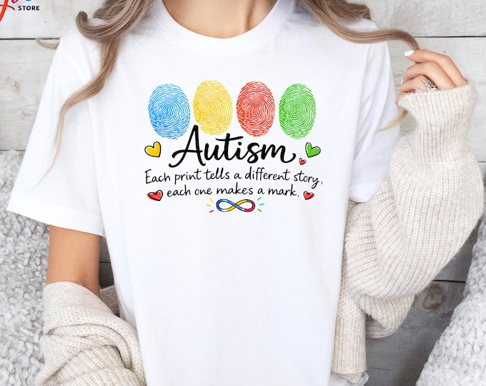 Autism Awareness Fingerprint Shirt, Trendy Neurodiversity Tshirt, Inclusive Shirt, Autism Support Tee