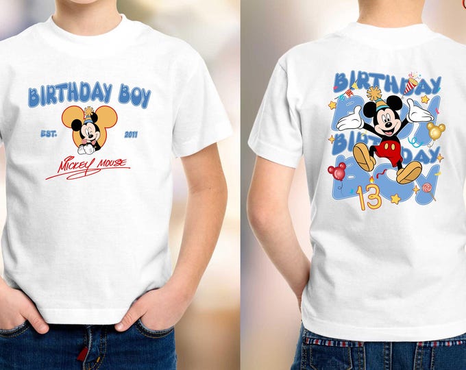 Mickey Mouse Birthday Boy Shirt, Birthday Shirt for Boys, Custom Year and Age Birthday Tee, Birthday Boy Gift, Disney Birthday Shirt