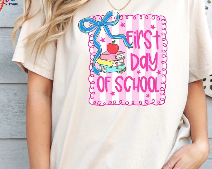 First Day of School Tshirt, School Coquette Bow Shirt,Back to School Shirt, School Level Grade Shirt, Cute Student Gift,Teacher Appreciation