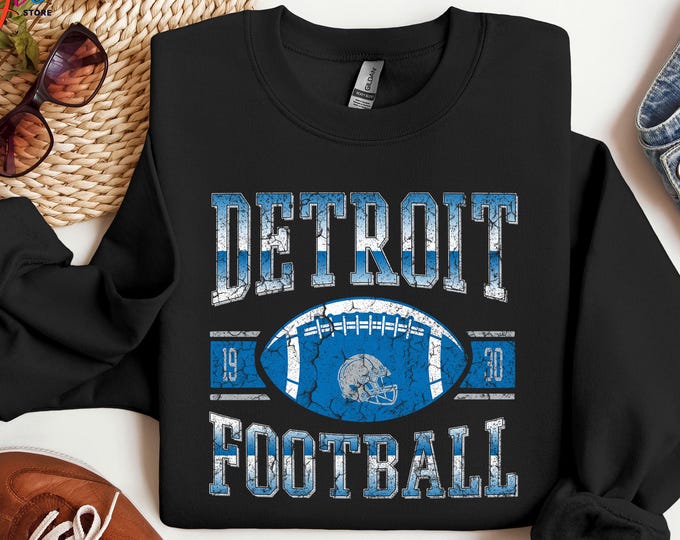 Detroit Football Sweatshirt, Retro Game Day Football Sweater, Sports Weekend Sweatshirt, Football Season Sweatshirt, Football Mom Hoodie
