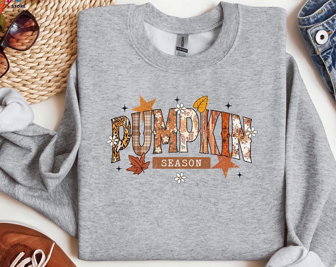 Pumpkin Season Sweatshirt, Fall Autumn Sweater, Retro Halloween Sweatshirt, Pumpkin Bow Sweatshirt, Fall Pumpkins Hoodie, Spooky Season Gift
