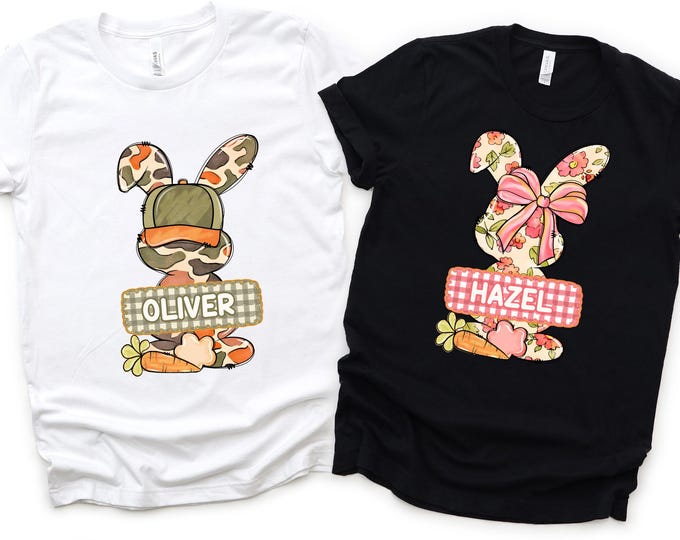 Personalized Bunny Name Shirt for Kids, Custom Easter Boy and Girl Shirts, Easter Kids Tee, Easter Toddler Shirt, Easter Gift