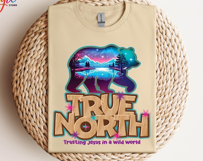 True North Tshirt, Christian Vacation Shirt, Bible School Shirt, Trusting Jesus in a Wild World, Summer Shirt for Christian, Wild Life Shirt