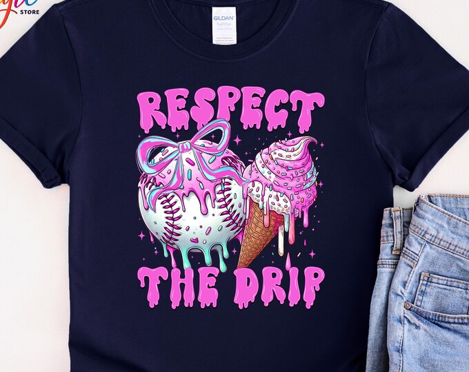 Baseball Drip Shirt, Game Day Baseball Shirt, Respect The Drip Baseball Shirt, Ice Cream Drip Baseball Shirt,Baseball Mama Tee,Baseball Gift