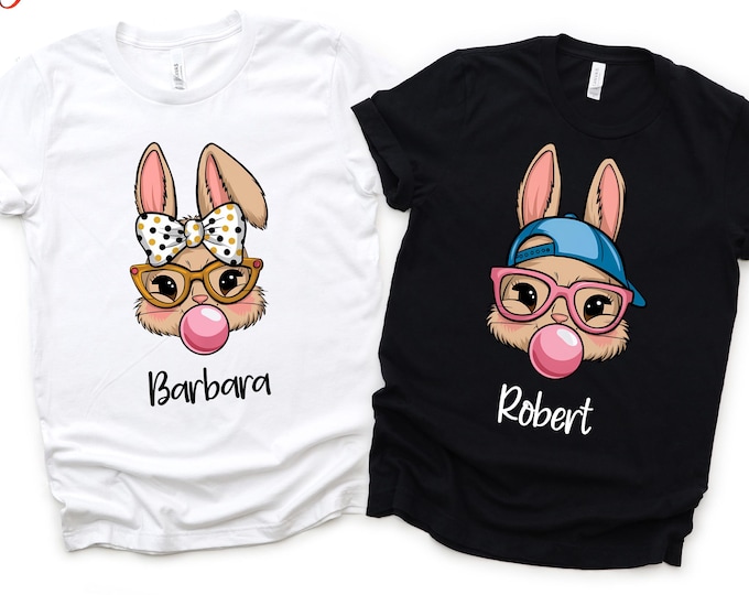 Custom Name Kids Easter Bunny Shirt, Personalized Easter Boy and Girl Tshirts, Easter Toddler Tee, Kids Easter Gift