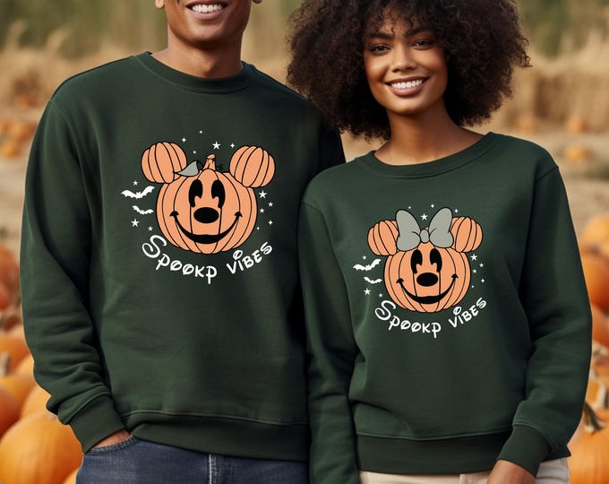 Disney Halloween Pumpkin Sweatshirt, Mouse Head Pumpkin Sweater, Disney Spooky Vibes, Magical Kingdom, Spooky Season Gifts