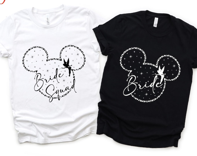 Disney Bridal Party Shirt, Bachelorette Mouse Head Tee, Bride and Bride Squad Shirt, Couple Mouse Shirt for Wedding, Bridal Shower Gift