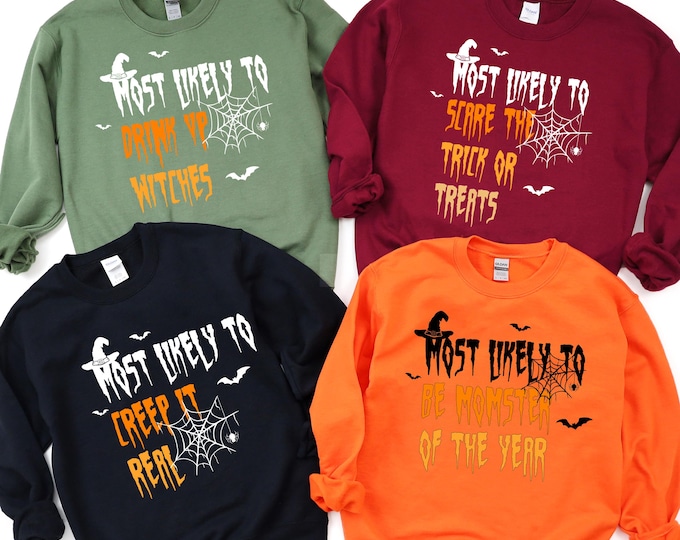 Custom Halloween Matching Sweatshirt, Funny Halloween Sweater, Spook Season Groups Clothing, Halloween Costume Hoodie