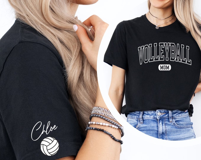 Custom Volleyball Mom Shirt, Personalized Volleyball Mom T-shirt, Customized Volleyball Mom Gifts, Volleyball Mama Tee, Volleyball Mom Shirt
