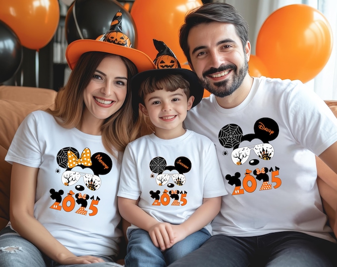 Custom Name Disney Halloween Family Tshirts,Disneyland Halloween Shirt,Spooky Family Shirt, Halloween Gift for Family, Mouse Hallloween Tees