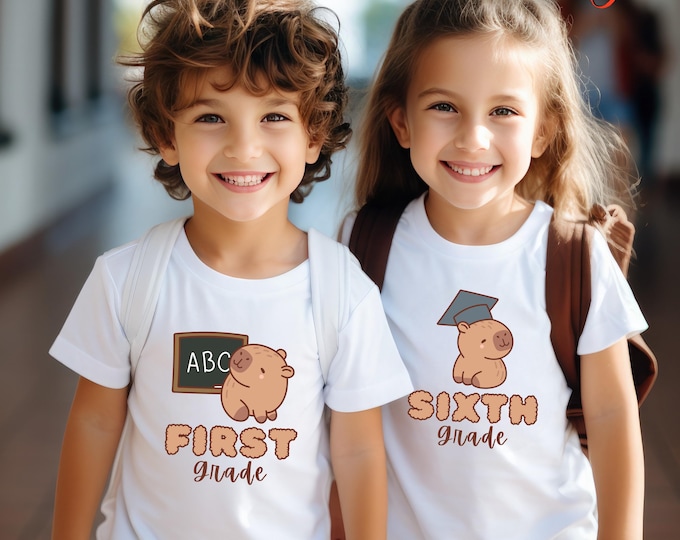 Capybara Back to School Tshirt, Cute First Day of School Shirt, Funny Aesthetic Student Gift, Pre K Shirt, Second Grade Shirt, Hello School