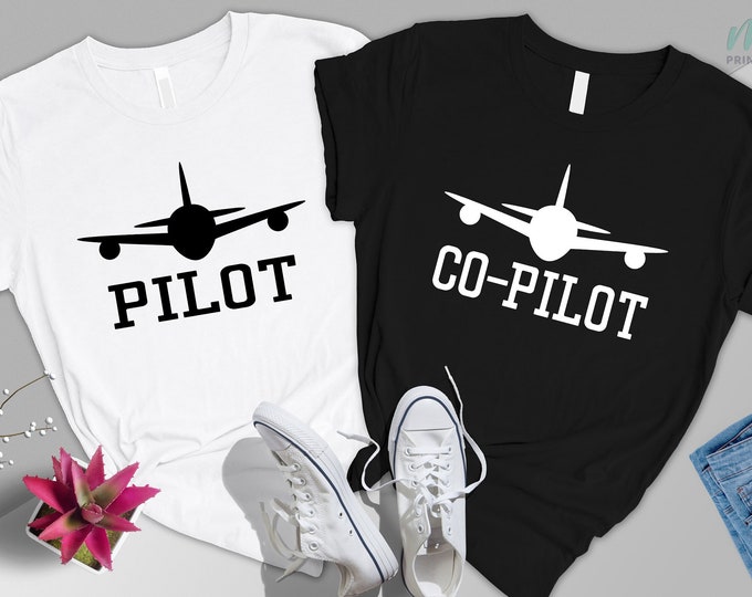 Pilot Co-Pilot Shirt, Aviation Pilot Shirt, Gifts for Pilot, Airplane Pilot Shirt,Matching Father Son Shirt,Fighter Shirt,Family Matching