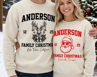 Personalized Family Christmas Sweatshirt, Matching Xmas Sweaters, Custom Holiday Gift