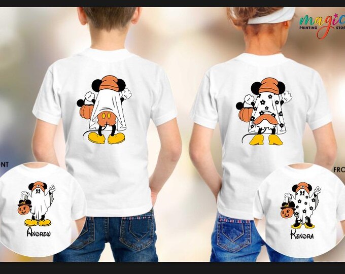 Custom Halloween Ghost Tshirt, Mouse Ghost Shirt, Spooky Season Shirt for Kids, Kids Halloween Shirt, Halloween Gifts,Disney Halloween Shirt