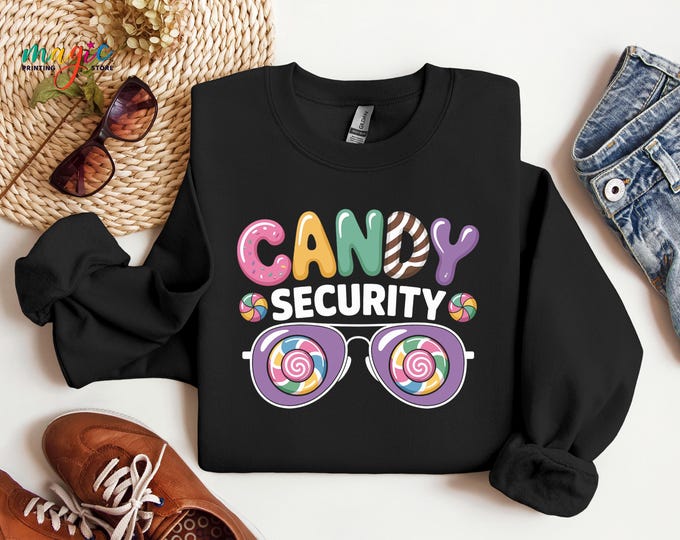 Candy Security Sunglasses Sweatshirt, Candy Squad Sweater, Funny Birthday Party Hoodie, Aesthetic Soft Girl Gift