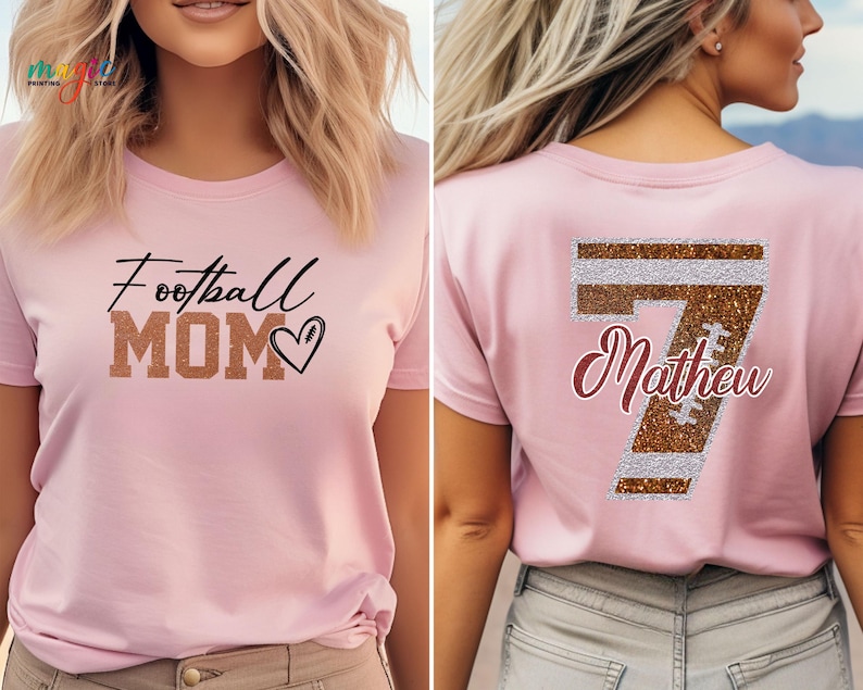 Custom Football Mom Shirt, Football Mama Shirt, Football Shirt Women, Personalized Football Shirt image 6