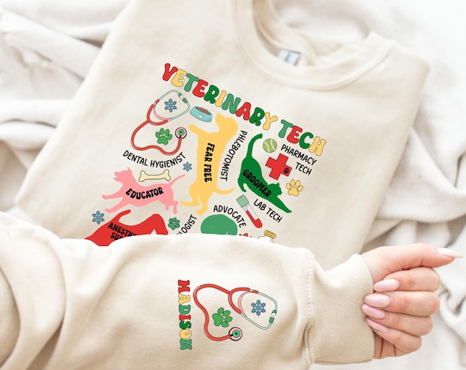 Personalized Veterinary Technician Sweatshirt, Vet Tech Hoodie, Pet Lover Apparel, Veterinarian Gifts, Animal Doctor Shirt