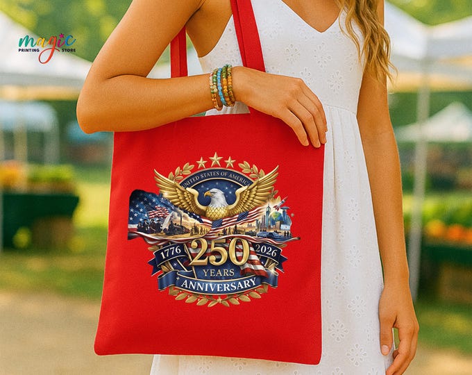 USA 250th Anniversary Bag, Patriotic Tote Bag with Eagle, Freedom Bag for Patriot, Independence Day Gift, 4th of July Decor