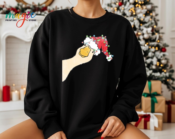 Funny Christmas Duck Sweatshirt, Merry And Bright New Year Hoodie, Christmas Vibes, Xmas  Gift