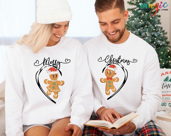 Funny Couple Christmas Cookie Sweatshirt, Merry Christmas Couple Hoodies, Winter Holiday Gifts, Xmac Couple Shirt