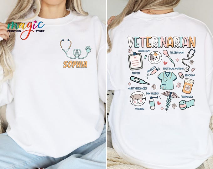 Personalized Vet Assistant Sweatshirt, Animal Doctor Hoodie, Animal Lover Gift, Veterinary Technician Sweater