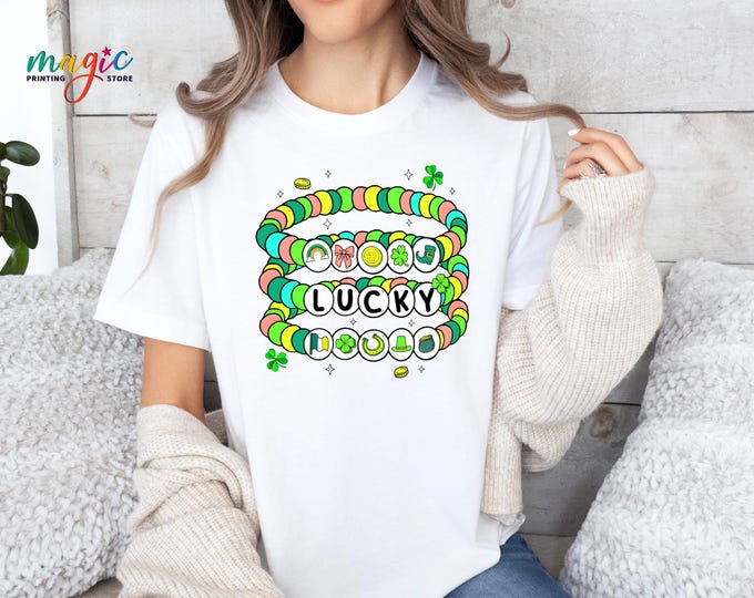 St. Patrick's Day Lucky Bracelet Shirt, Shamrock Tshirt, Irish Woman Shirt, St Pattys Tee, St Patricks Day Gift