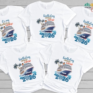 Personalized Birthday Cruise Crew T-Shirts, Matching Family Vacation, Custom Group