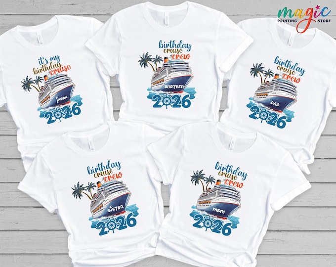 Custom Birthday Cruise Shirt, Personalized Family Birthday Cruise Shirt, Birthday Party Shirt, Birthday Cruise Crew Shirt