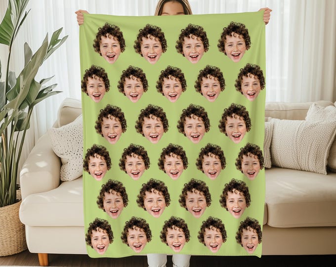 Custom Blanket with Face, Personalized Face Blanket, Face Photo to Blanket, Birthday Blanket Gift, Unique Blanket for Family