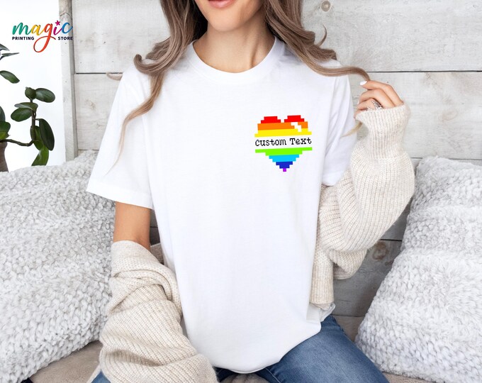 Custom Pixel Heart Monogram Shirt, Personalized Pixel Tee, Video Gaming 8-bit Health, Pixel Heart Shirt, Heart Split Monogram, Couples Gift