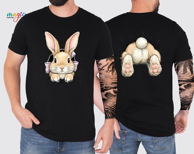 Funny Easter Bunny Shirt, Playful Bunny Busting Through, Coquette Easter Day Tshirt, Happy Easter Day Tee, Easter Day Gift