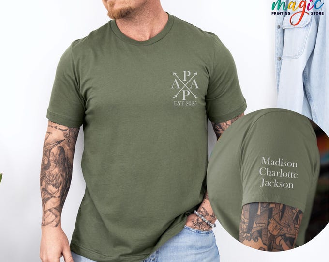 Custom Fathers Day Shirt, Personalized Papa Est Shirt with Kids Names, Dad Gift,Dad Est 2025 Shirt, Unique Gift For Papa, Dad Gift From Kids