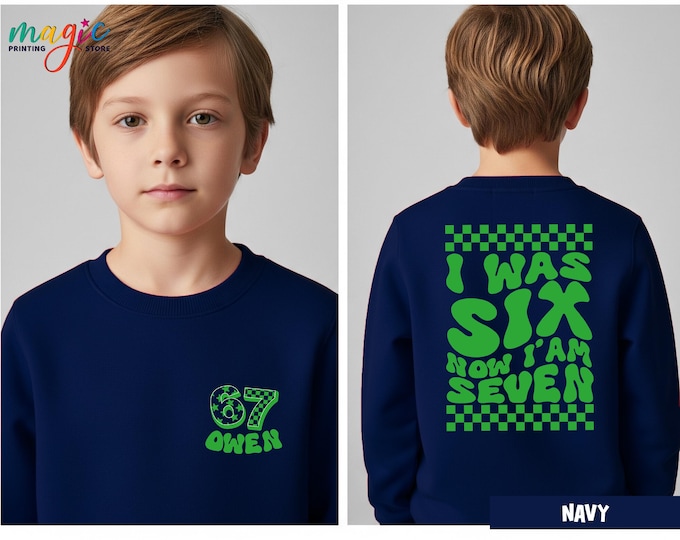 Personalized 6 7  Birthday Boy Shirt, Custom Name I Was Six Now I Am Seven Toddler Tshirt, Birthday Boy Gift