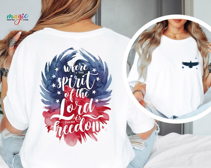 Patriotic USA Shirt, Red White and Blue,  Retro 4th of July Shirt with Eagle, USA Freedom Tee, Independence Day Gift