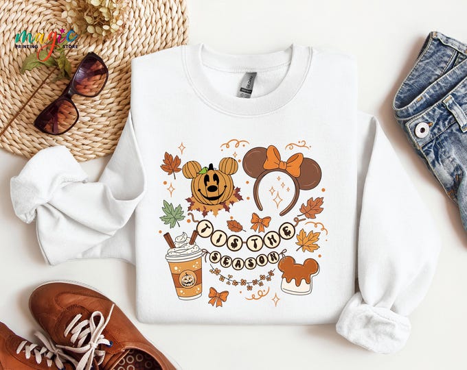 Disney Fall Season Sweatshirt, Tis the Season Sweater, Pumpkin Mickey Hoodie, Autumn Disneyland Sweatshirt, Fall Vibes Gift