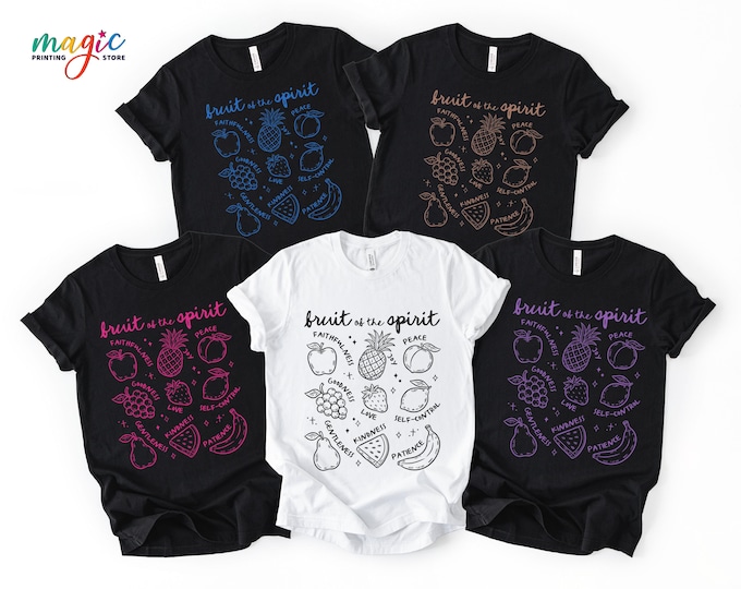 Fruit of the Spirit Shirt, Christian Doodle Bible Verse Tee, Faith Based Graphic TShirt, Religious Gift for Women