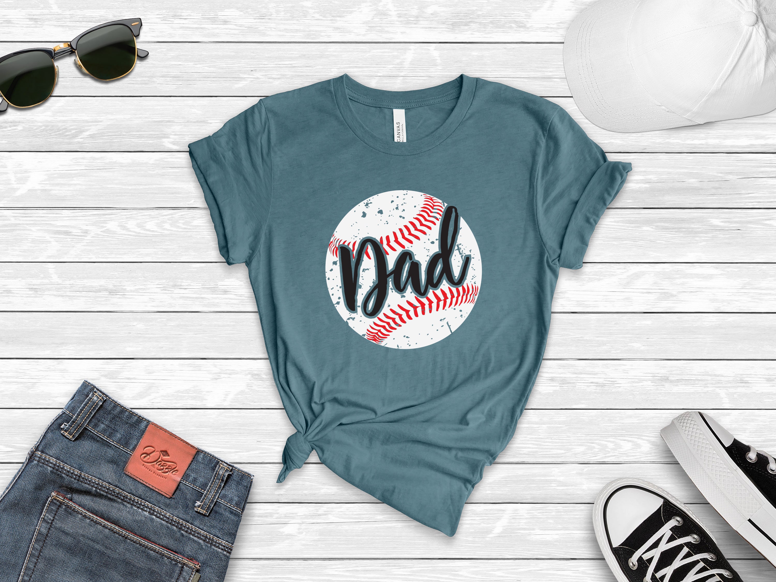 Father's Day Funny Gift Ideas Apparel Papa Baseball Font Dad Father T-Shirt