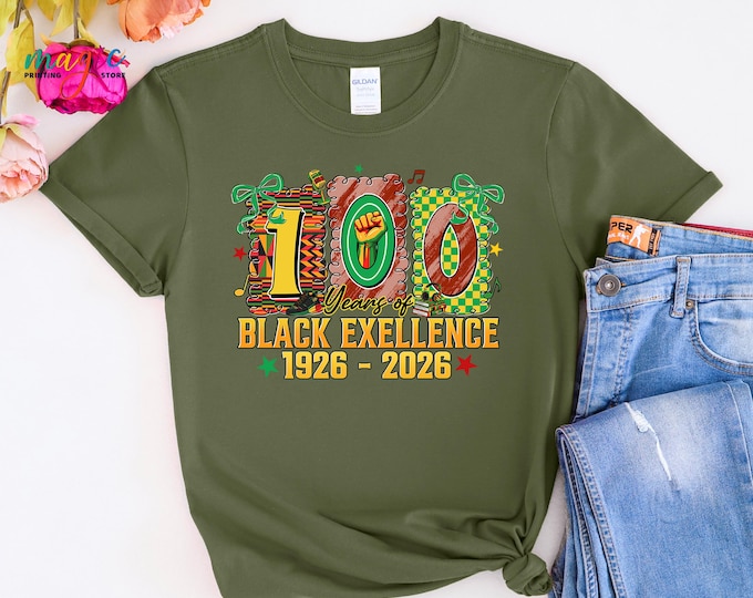 100 Years of Black Excellence Shirt, African American Pride Tee, Cultural Heritage Graphic T-Shirt
