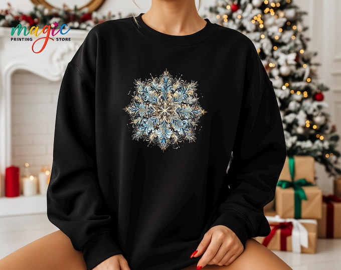 Snowflake Winter Christmas Sweatshirt, Freezing Cold Hoodie, Christmas gift for family, Holiday Xmas Sweater