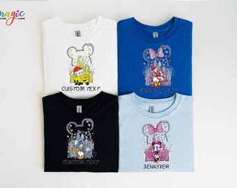 Custom Disney Christmas Characters Sweater, Santa Hat Mickey Friends Sweatshirt, Magic Family Holiday Gift