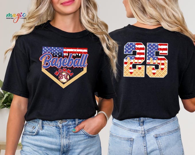 Personalized Baseball Family Shirt, Custom Name Baseball Shirts, 4th of July Baseball Shirts, Patriotic Baseball Mama Shirt, USA Sports Tee